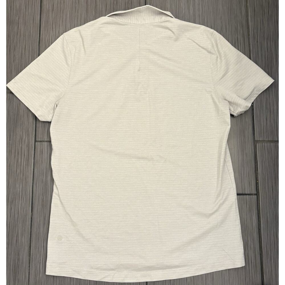 Lululemon Polo Shirt Mens Large Light Gray Stripe Evolution Golf Performance - Picture 2 of 3